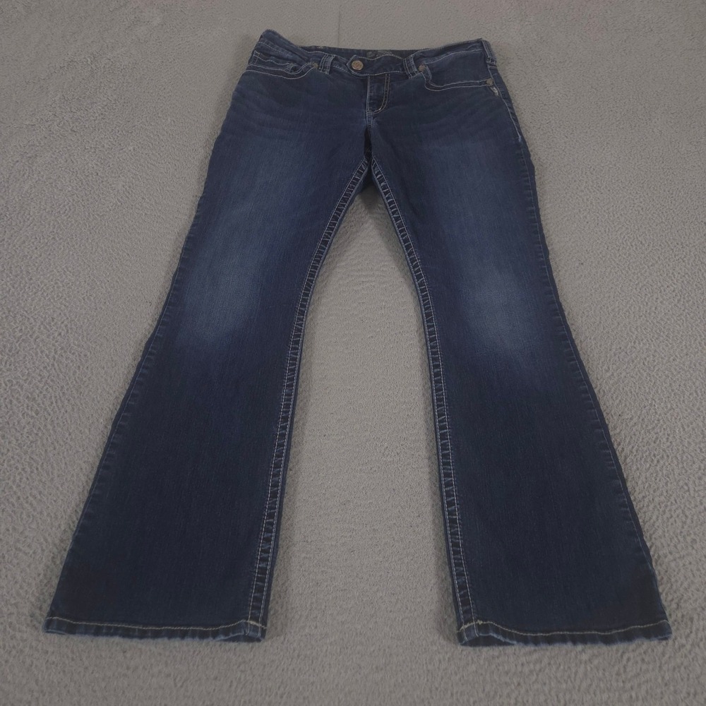 Silver Jeans Co Jeans Womens 16 Blue Tuesday Bootcut Stretch Contrast Stitching